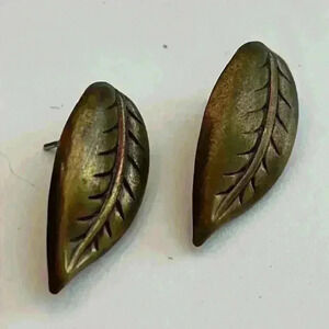 Vintage Brass Leaf Earrings
